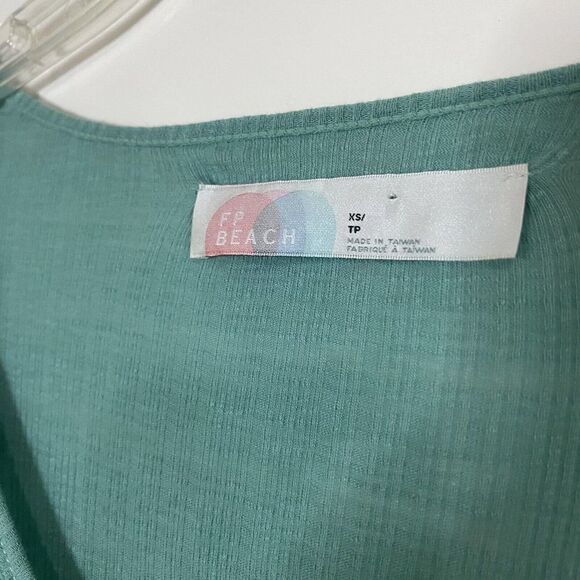 FREE PEOPLE FP Beach seashore green ruffle sleeve bounce mini dress size XS - Picture 3 of 5